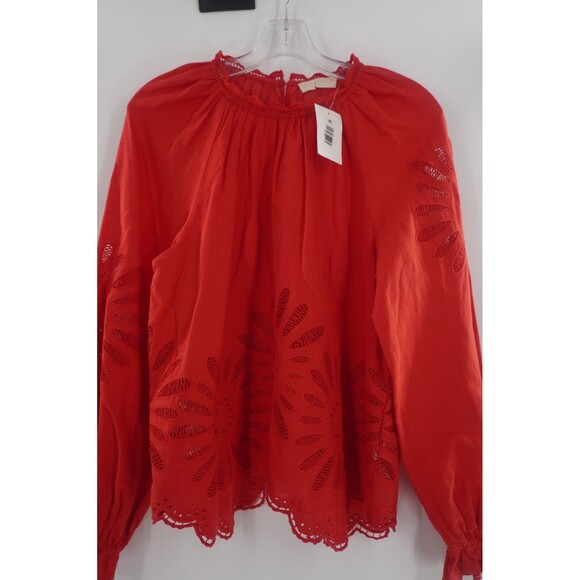 Ulla Johnson Porcelain Louisa Scalloped Eyelet Ruffled Poppy Red Blouse Sz 6 NWT - Picture 7 of 16